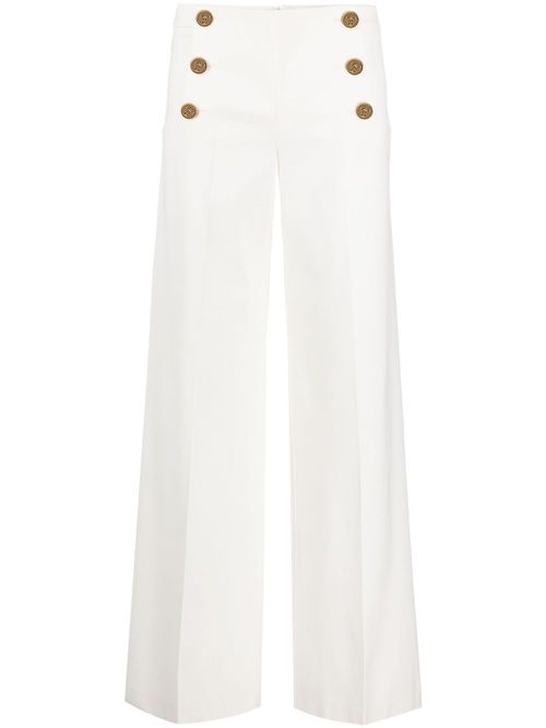 Embossed-buttons palazzo pants - White