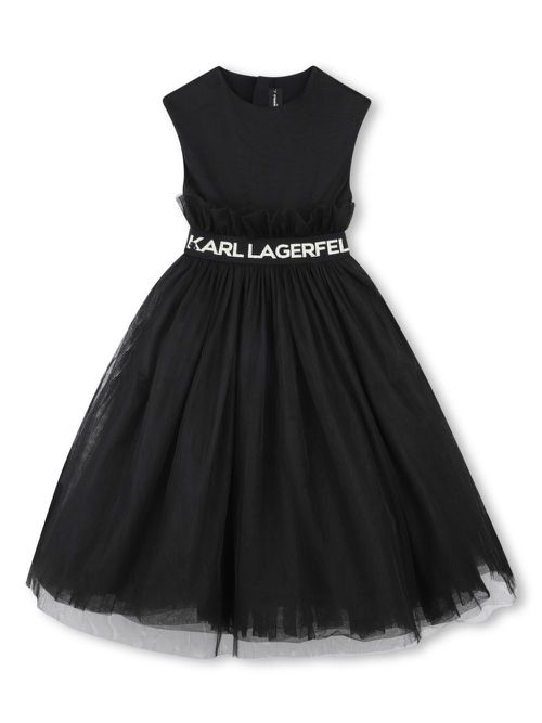 Logo-waistband dress - Black