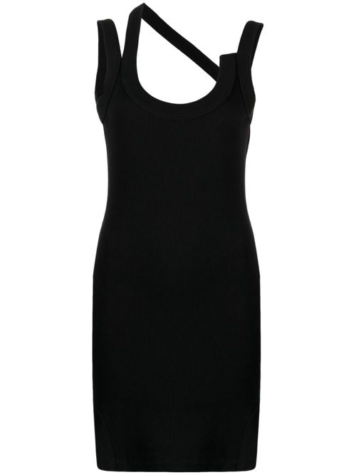 Asymmetric jersey minidress - Black