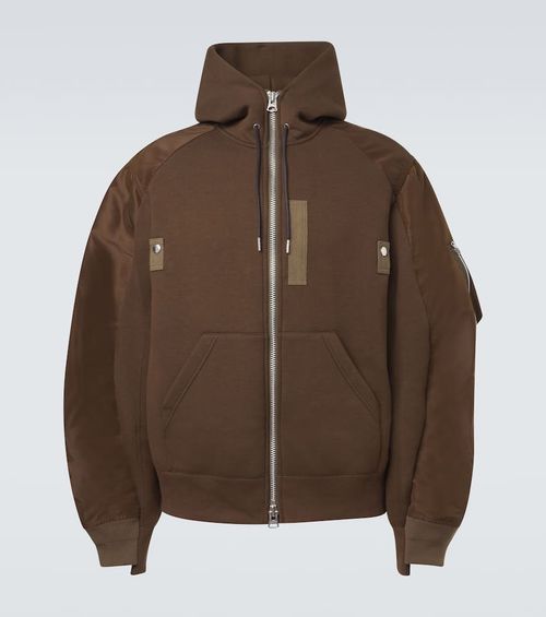Cotton-blend and twill hoodie