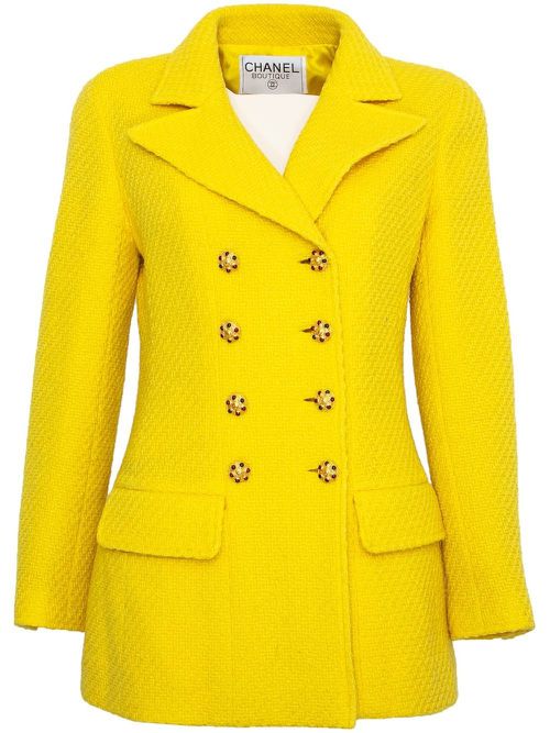 1996-1997 double-breasted bouclé jacket - Yellow