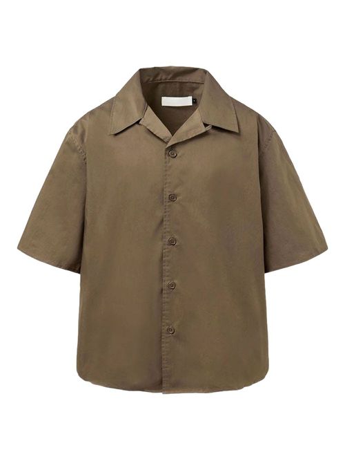 Open-collar short-sleeve shirt - Brown