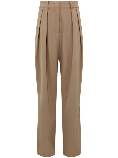 Luisa pleated wide-leg trousers - Brown