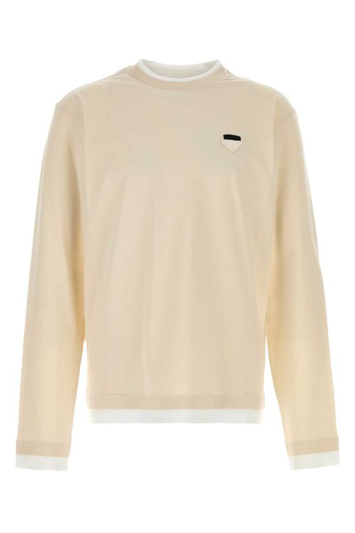 Cotton Crew-Neck T-Shirt — Beige