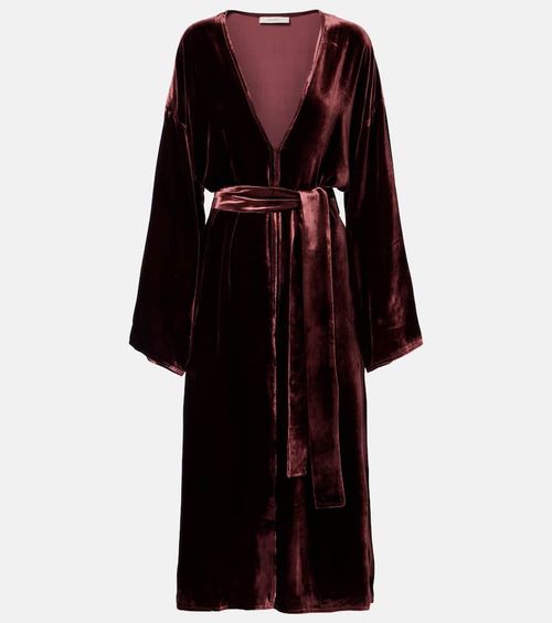 Belted velvet midi dress