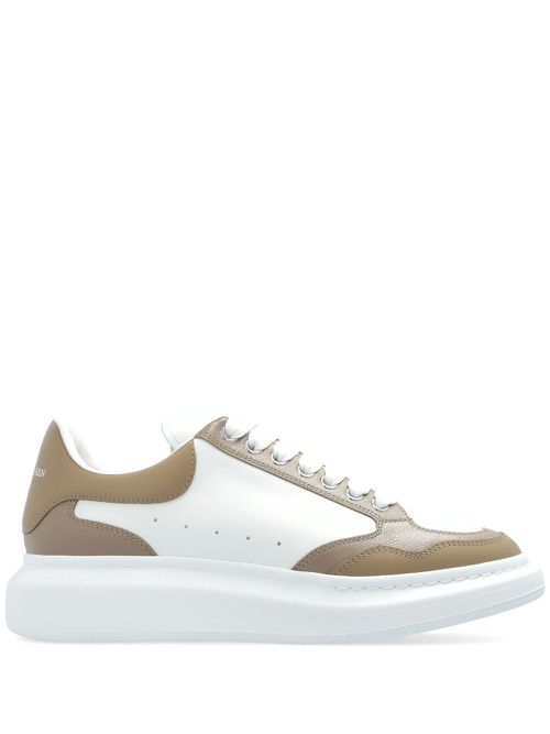 Oversized panelled leather sneakers - Neutrals