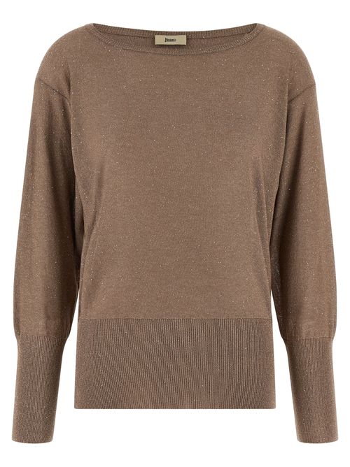 Sequin-Embellished Viscose Sweater — Brown