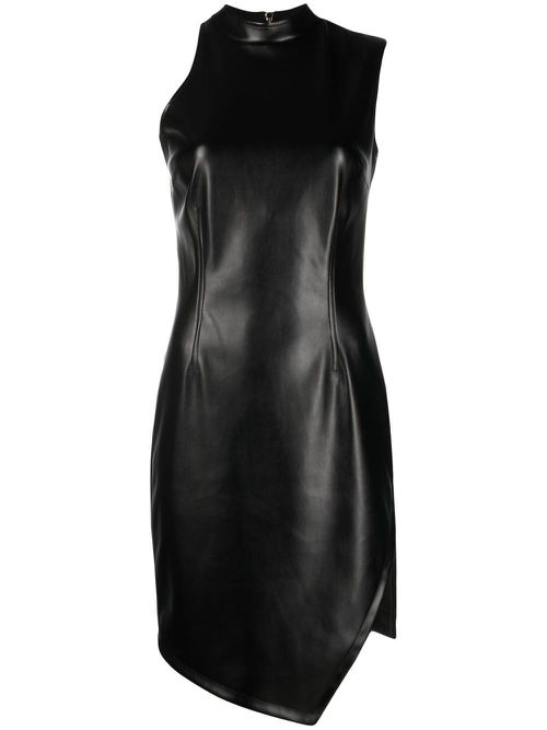 Sleeveless faux leather midi dress - Black