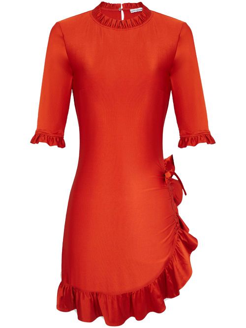 Asymmetric flamenco minidress - Red