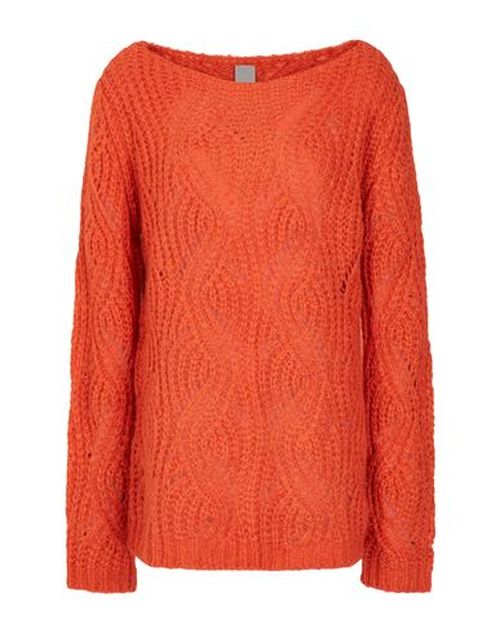 Pointelle Knit Sweater Woman Sweater Rust Size XS Acrylic, Polyamide, Wool, Mohair wool