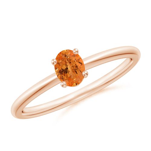 Angara 0.42 Carat Classic Solitaire Oval Spessartite Promise Ring in 14K Rose Gold