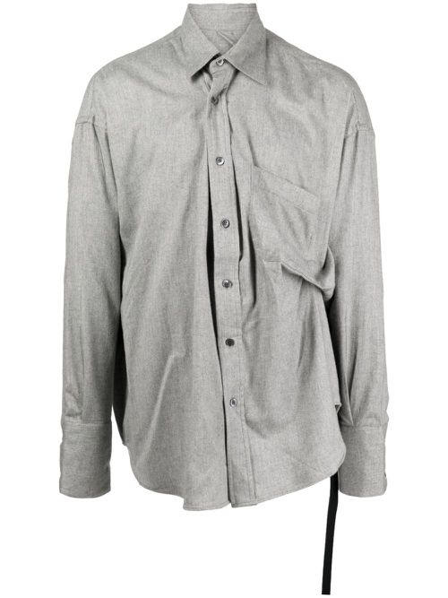 Pleat-detail cotton shirt - Grey