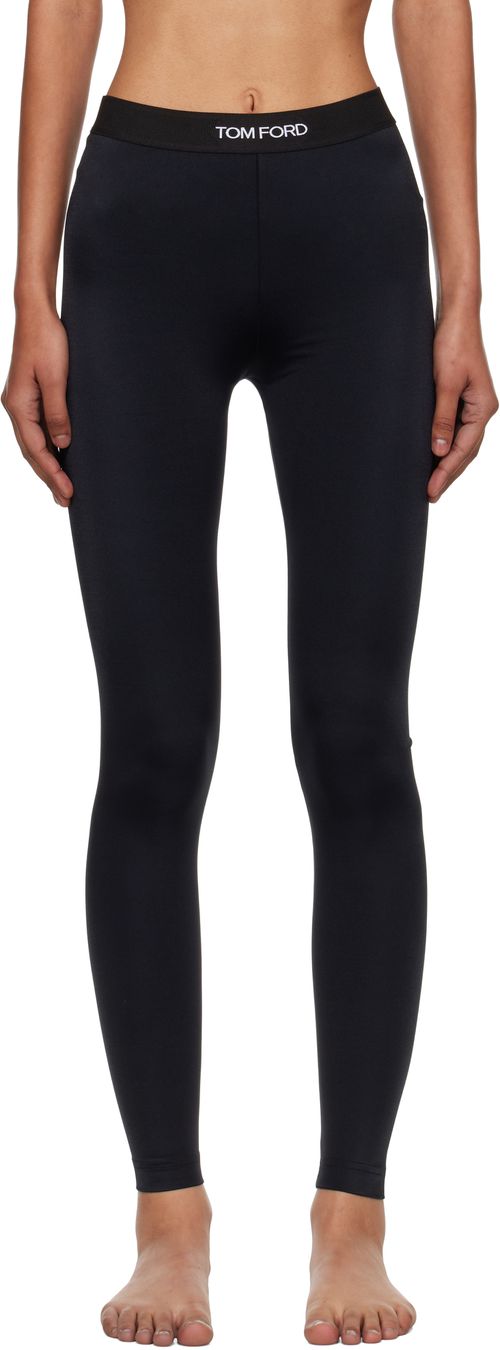 Black Lustrous Jersey Signature Leggings