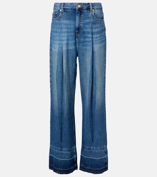 Pleated wide-leg jeans