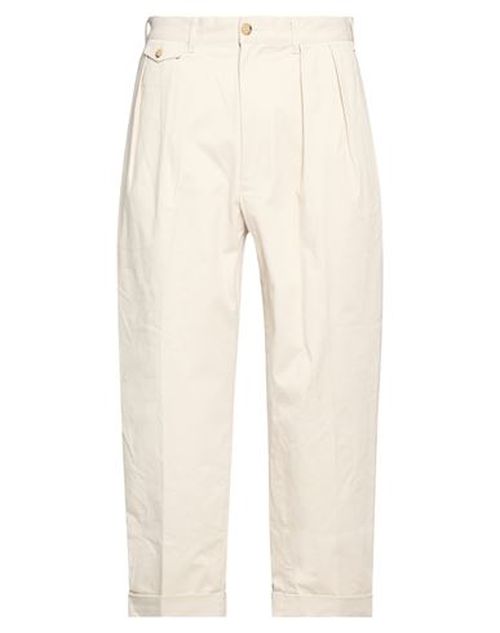 Man Pants Cream Size L Cotton, Polyurethane
