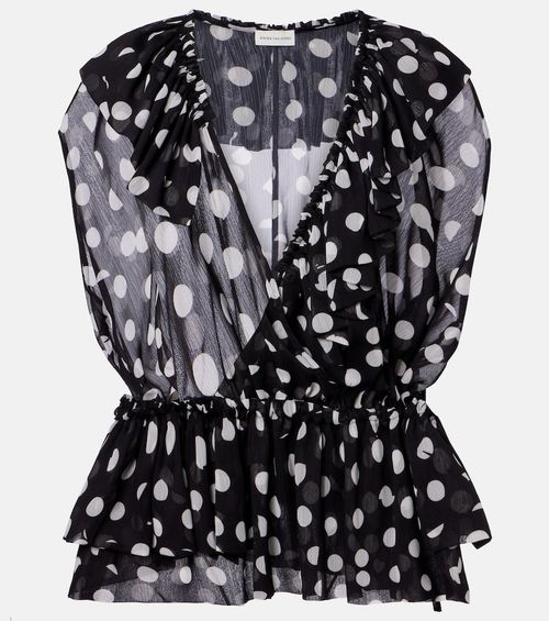 Polka-dot ruffled top