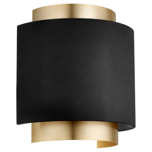 5610 Half Drum Sconce 1-Light Wall Sconce in Textured Black w with Aged Bra