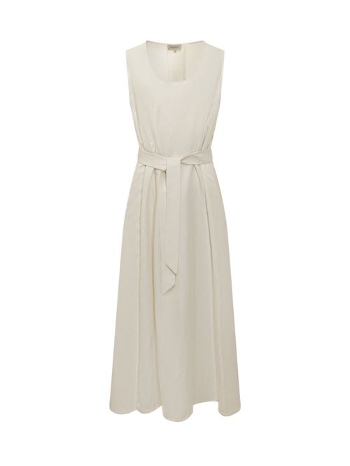 White Solid Scoop Neck Maxi Dress