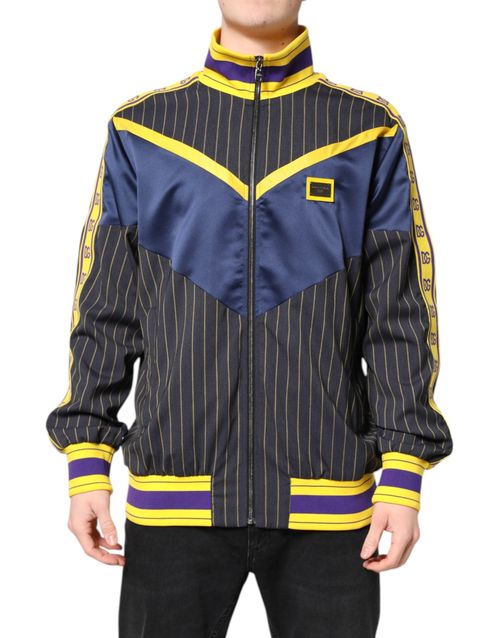 Striped Virgin Wool Bomber Jacket — Black