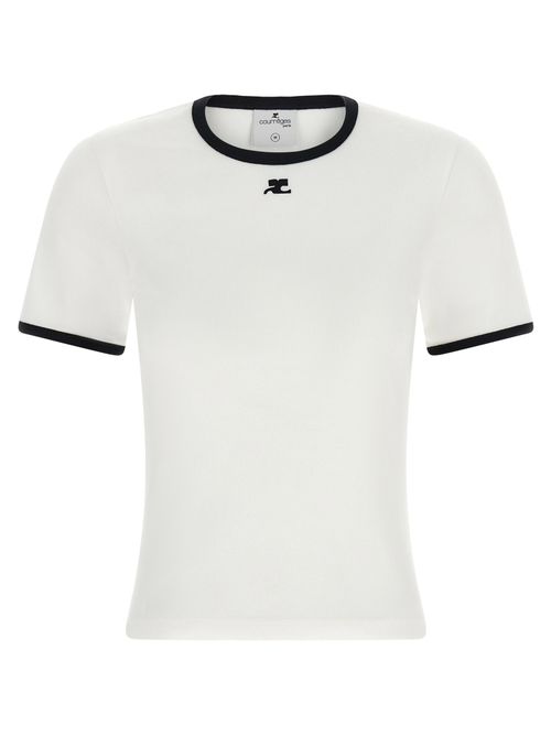 Logo-Embroidered Contrast-Trim T-shirt — White