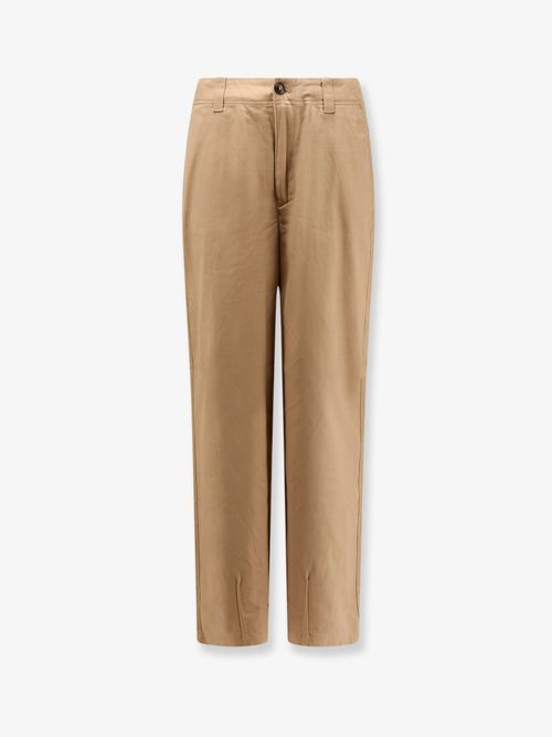 Straight-Leg Cotton Trousers — Beige