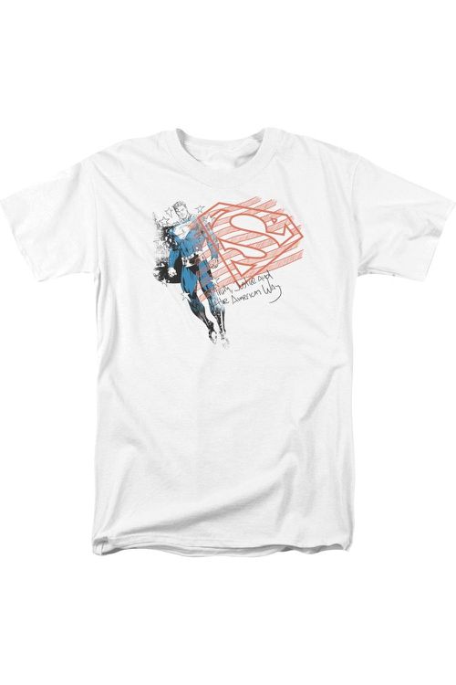 Superman Super American Flag Short Sleeve Adult Tee / T-Shirt
