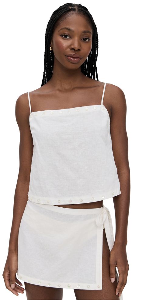 Kirra Linen Tank Ivory