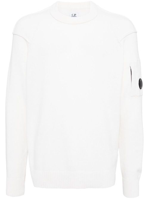 Logo-patch round neck jumper - White