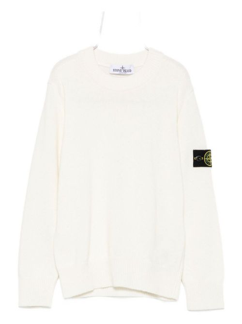 Boys White Solid Sweater
