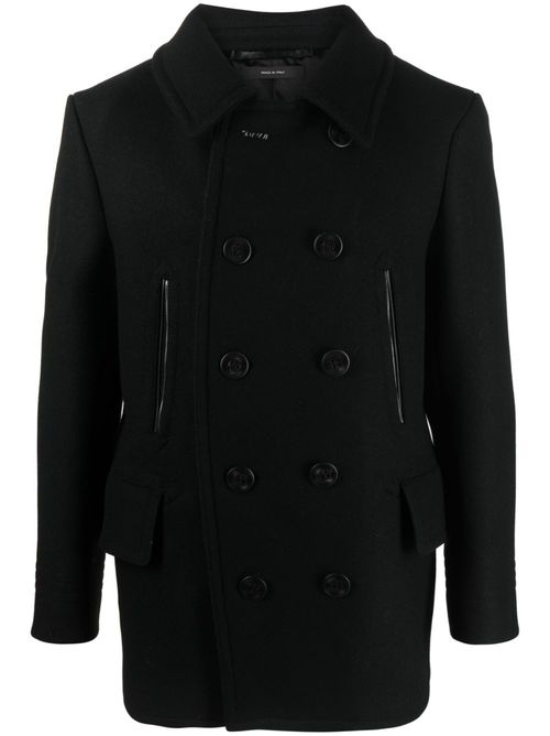 Melton-wool blend peacoat - Black