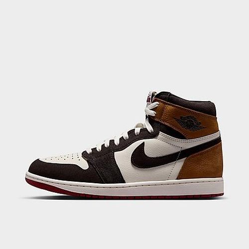 Men's Air Retro 1 High OG Casual Shoes in Shadow Brown/Light British Tan/Team Red