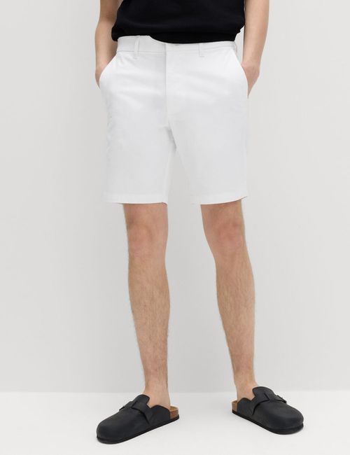 M&S Slim Fit Stretch Chino Shorts - 36 - Ice White, Ice White