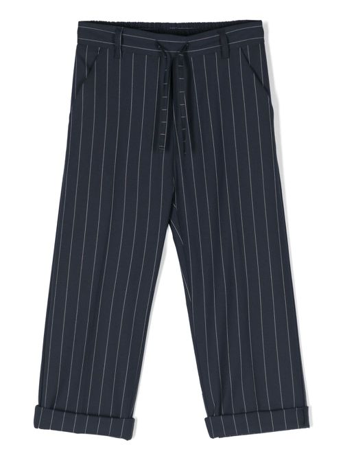Pinstriped drawstring chinos - Blue