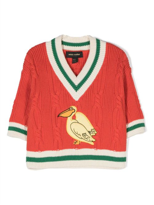 Pelican V-neck jumper - Red