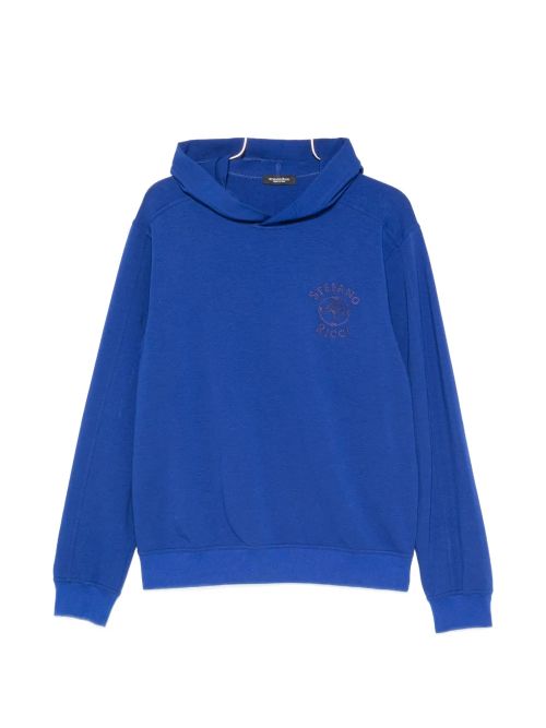 Logo-Embroidered Hoodie — Blue