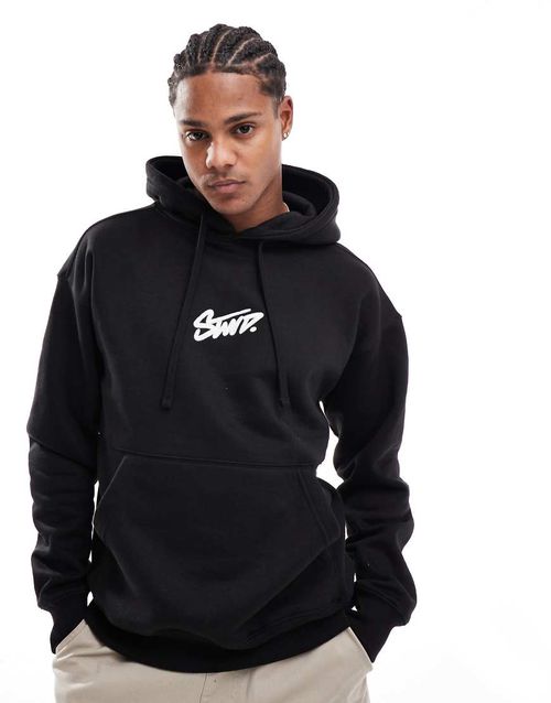Pull & Bear STWD hoodie in black