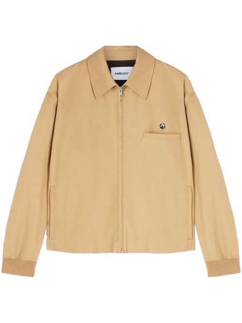 Striped cotton jacket - Brown