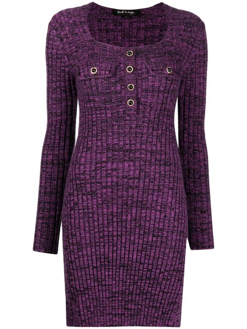 Decorative-button fitted dress - Purple