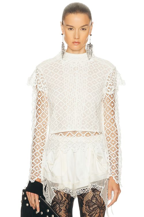 Isabel Marant Ludivine Top in Ecru - Cream. 38 also