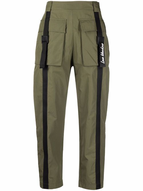 Flap-pockets cotton-blend parachute trousers - Green
