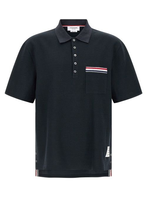Cotton-Linen Blend Polo Shirt — Navy