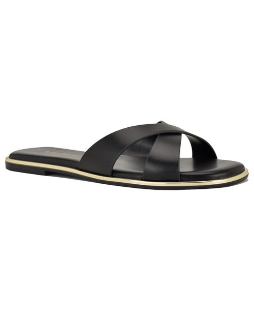 Women's Edeny Criss-Cross Flat Slip-On Sandals - Black