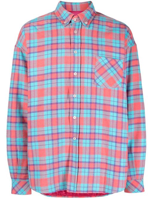 Plaid-check padded shirt - Blue
