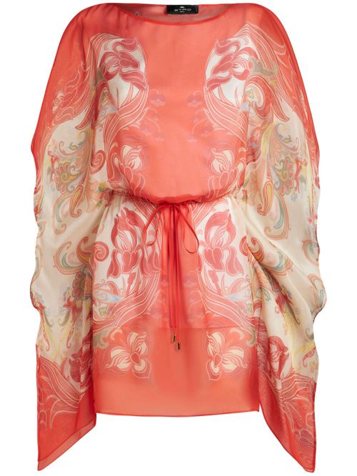 Paisley-print silk kaftan dress - Red