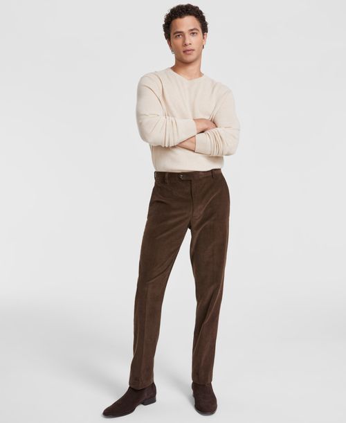 Men's Modern-Fit Solid Corduroy Pants - Brown