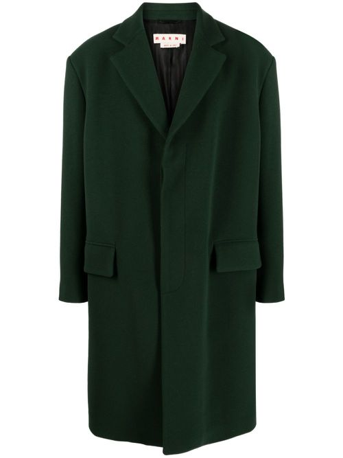 Notched-lapels single-breast peacoat - Green