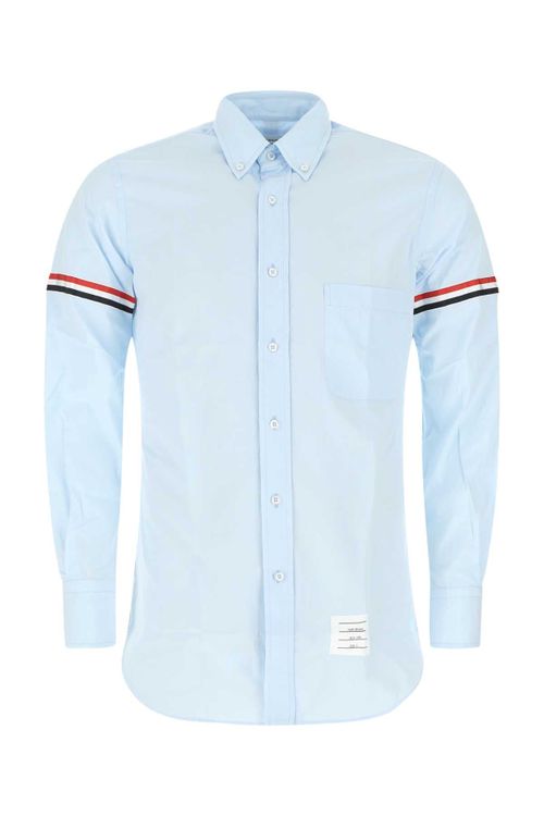 Cotton Oxford with Stripe Armband Shirt — Blue