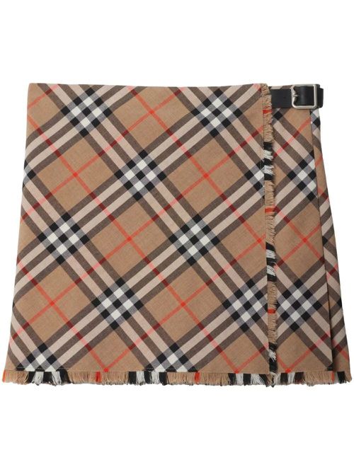 Burberry Check Wool Blend Mini Skirt