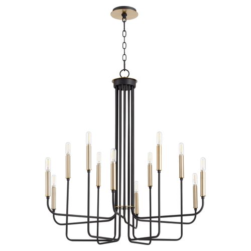 Hope 12-Light Chandelier in Textured Black w with Aged Bra