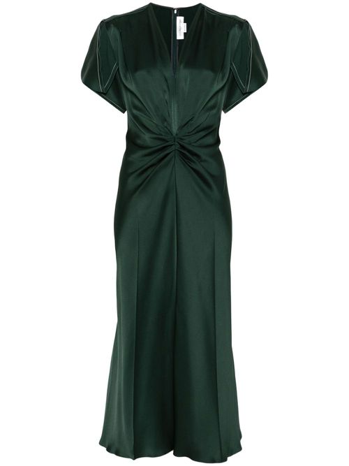 Gathered midi dress - Green
